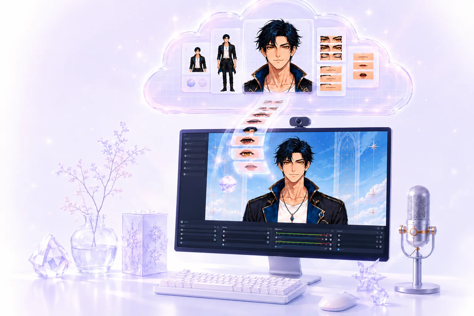 在云端准备角色并在PC上显示的构想图
